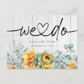 Rustige zonnebloem Eucalyptus We sparen de datum Aankondigingskaart (Voorkant)