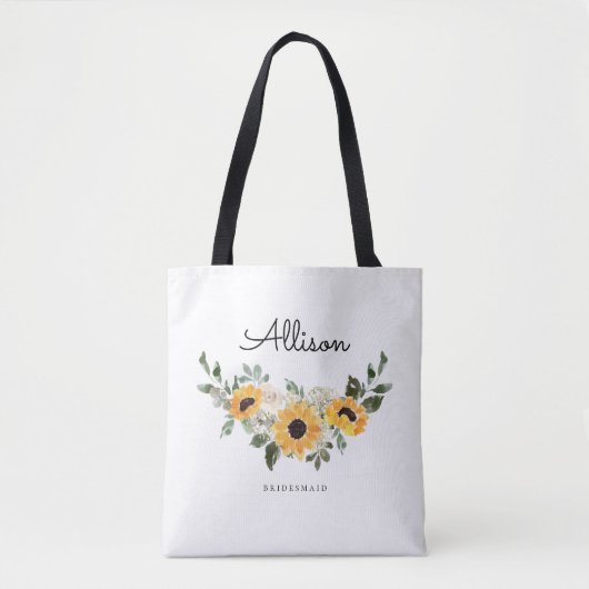 Rustige zonnebloem Eucalyptus Weddenschap Bridesma Tote Bag (Voorkant)