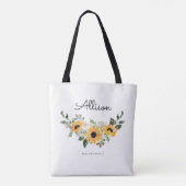 Rustige zonnebloem Eucalyptus Weddenschap Bridesma Tote Bag (Achterkant)