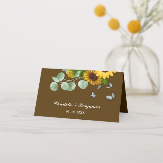 Rustige zonnebloem Eucalyptus Weddenschap Plaatskaartje (Achterkant)