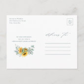 Rustige zonnebloem Eucalyptus Weddenschap sparen d Aankondigingskaart (Achterkant)