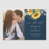 Rustige zonnebloem Eucalyptus Weddenschap sparen d Magnetische Uitnodiging (Voorkant)