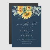 Rustige zonnebloem Eucalyptus Weddenschap sparen d Magnetische Uitnodiging (Voorkant / Achterkant)