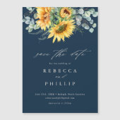 Rustige zonnebloem Eucalyptus Weddenschap sparen d Magnetische Uitnodiging (Voorkant)