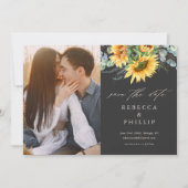 Rustige zonnebloem Eucalyptus Weddenschap sparen d Save The Date (Voorkant)