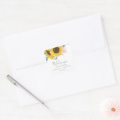 Rustige zonnebloem Eucalyptus Weddenschap Welkom Vierkante Sticker (Envelop)