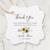 Rustige zonnebloem Eucalyptus Wedding Bedankjes Labels (Voorkant)