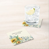 Rustige zonnebloem Eucalyptus Wedding Favor Kartonnen Onderzetters (Insitu)