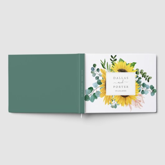 Rustige zonnebloem Eucalyptus Wedding Gastenboek (Volledig)