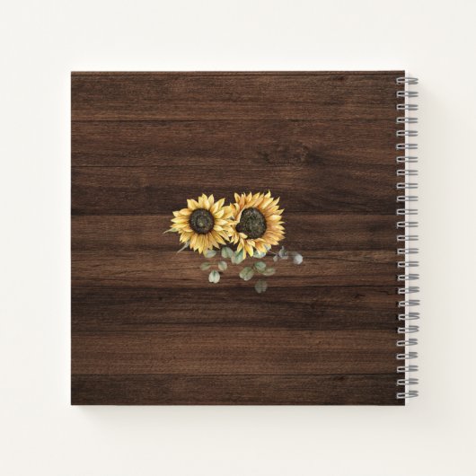 Rustige zonnebloem Eucalyptus Wedding Guest Book Notitieboek (Achterkant)