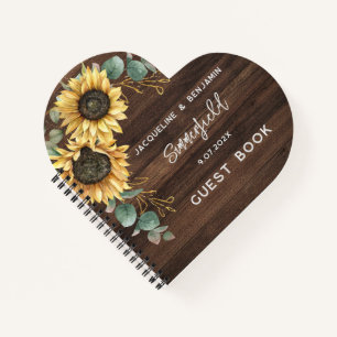 Rustige zonnebloem Eucalyptus Wedding Guest Book Notitieboek