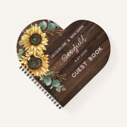 Rustige zonnebloem Eucalyptus Wedding Guest Book Notitieboek (Voorkant)