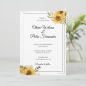 Rustige zonnebloem Eucalyptus Wedding Kaart (Staand voorkant)