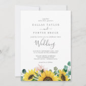 Rustige zonnebloem Eucalyptus Wedding Kaart (Voorkant)