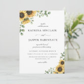 Rustige zonnebloem Eucalyptus Wedding Kaart (Staand voorkant)