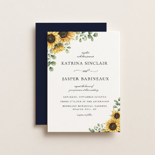 Rustige zonnebloem Eucalyptus Wedding Kaart