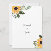 Rustige zonnebloem Eucalyptus Wedding Kaart (Achterkant)