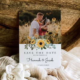 Rustige zonnebloem Eucalyptus Wedding Save The Date