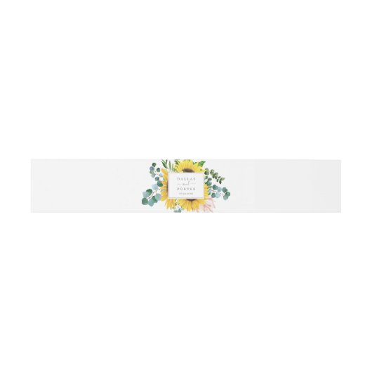 Rustige zonnebloem Eucalyptus Wedding Uitnodigingen Wikkel (Vlak)