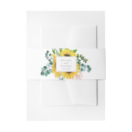 Rustige zonnebloem Eucalyptus Wedding Uitnodigingen Wikkel