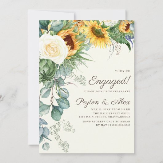 Rustige zonnebloem Eucalyptus White Roses Verlovin Kaart (Voorkant)