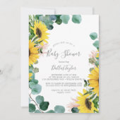 Rustige zonnebloem EucalyptusBaby shower Kaart (Voorkant)