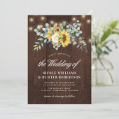 Rustige zonnebloem eucalyptusstralen bruiloft kaart (Staand voorkant)