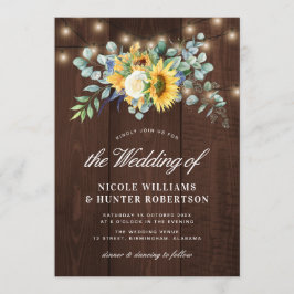 Rustige zonnebloem eucalyptusstralen bruiloft kaart