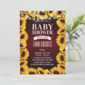 Rustige Zonnebloem Floral Burgundy Red Baby shower Kaart (Staand voorkant)
