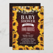 Rustige Zonnebloem Floral Burgundy Red Baby shower Kaart (Voorkant / Achterkant)