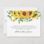 Rustige zonnebloem Funeral Memorial Bedankt (Voorkant)