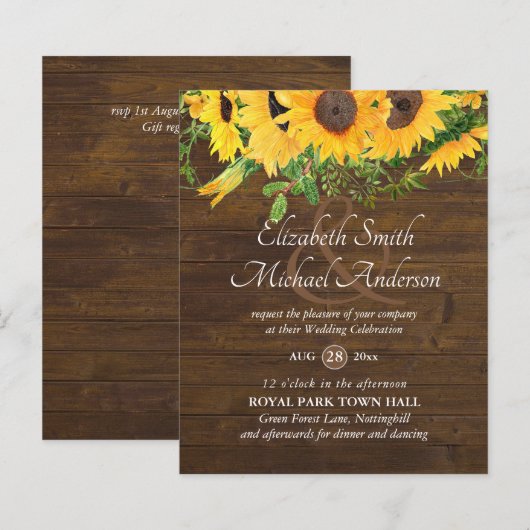 Rustige zonnebloem Gedekte weddenschapsbudget (Voorkant / Achterkant)