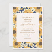 Rustige Zonnebloem - Geel Blauw Baby shower Kaart (Voorkant)