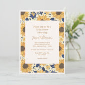 Rustige Zonnebloem - Geel Blauw Baby shower Kaart (Staand voorkant)