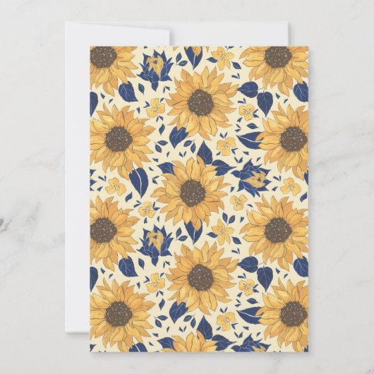 Rustige Zonnebloem - Geel Blauw Baby shower Kaart (Achterkant)