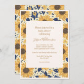 Rustige Zonnebloem - Geel Blauw Baby shower Kaart (Voorkant / Achterkant)