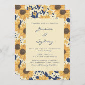 Rustige Zonnebloem - Geel Blauw Manuscript Weddens Kaart (Voorkant / Achterkant)