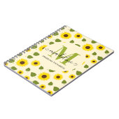Rustige zonnebloem Geel Groen Leaf Monogram Notitieboek (Linkerzijde)