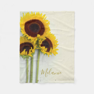 Rustige zonnebloem Geel Mustard Personal Fleece Deken