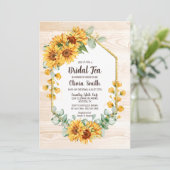 Rustige zonnebloem Geometric Barnwood Bridal Tea Kaart (Staand voorkant)