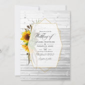 Rustige zonnebloem Geometric Country Barn Wedding Kaart (Voorkant)
