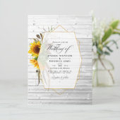 Rustige zonnebloem Geometric Country Barn Wedding Kaart (Staand voorkant)