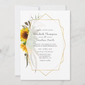 Rustige zonnebloem Geometric Wedding Kaart (Voorkant)