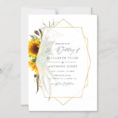 Rustige zonnebloem Geometric Wedding Magnetische Uitnodiging (Voorkant)