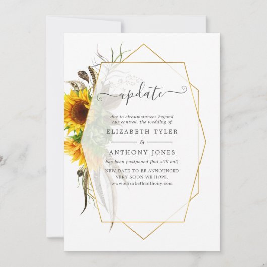 Rustige zonnebloem Geometric Wedding Update Kaart (Voorkant)