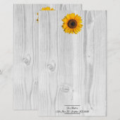 Rustige zonnebloem - gepersonaliseerde banketbakke briefpapier (Voorkant / Achterkant)