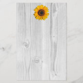 Rustige zonnebloem - gepersonaliseerde banketbakke briefpapier (Achterkant)