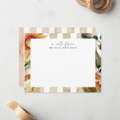 Rustige zonnebloem - gepersonaliseerde banketbakke notitiekaartje (Voorkant / Achterkant in situ)