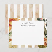 Rustige zonnebloem - gepersonaliseerde banketbakke notitiekaartje (Voorkant / Achterkant)