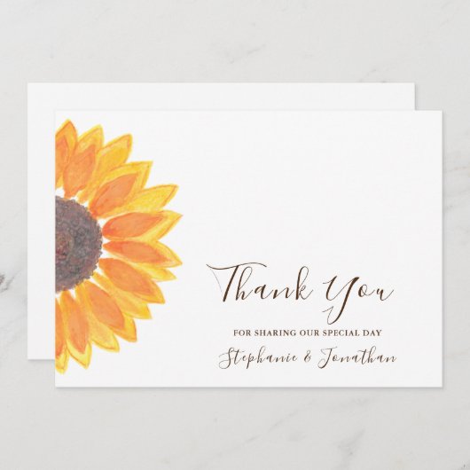 Rustige zonnebloem Hartelijk dank Bedankkaart (Voorkant / Achterkant)